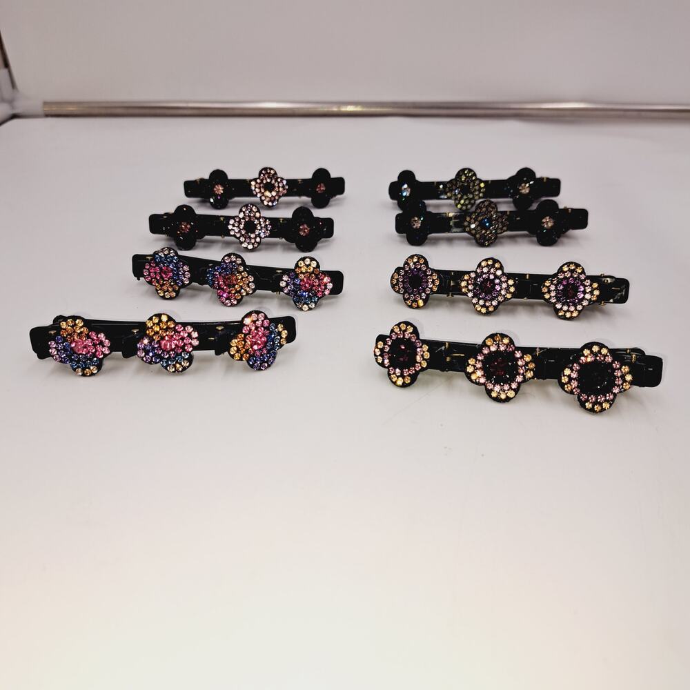 11 Mixed Hair Clips and hair separators Multicolored stones